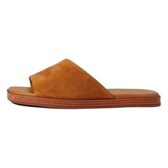 VINCE CANELLA MULE FLAT SLIDE Camel Suede - Picture 4 of 13